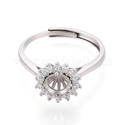 Позолоченное родием 925 стерлинговое серебро с микропаве из кубических цирконий помолвочное кольцо-солитер STER-T008-18P-1