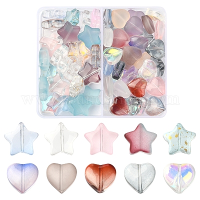 70шт прозрачные и матовые стеклянные бусины GLAA-FS0001-59-1