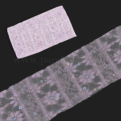 5 ярд полиэстеровых цветочных кружевных лент с пайетками OCOR-GF0005-24B-1