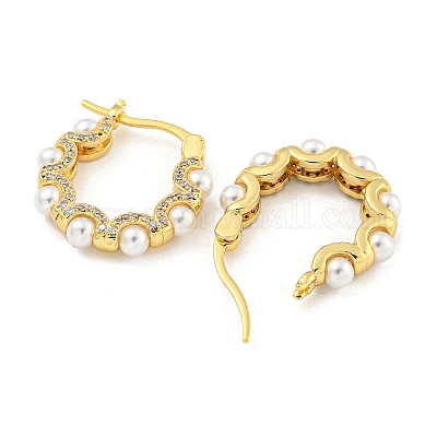 Серьга-кольцо из латуни с микропаве EJEW-C102-34G-1