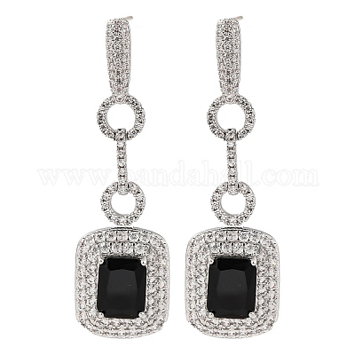 Латунь микро проложить кубический цирконий болтающиеся серьги стержня EJEW-H014-15P-08-1