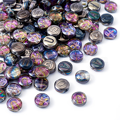 100 шт. 5 вида прозрачных гальванизированных стеклянных бусин с УФ-покрытием GLAA-TA0003-19D-1