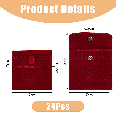 24 шт. квадратные бархатные мешочки для украшений TP-FI0001-02A-1