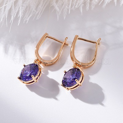 Латунные микропроволочные кубические серьги с цирконием EJEW-K300-21G-02-1