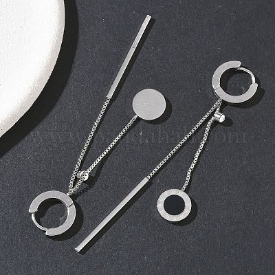 Серьги-кольца с кисточками из нержавеющей стали 304 с кристаллами и стразами EJEW-G453-02P-1