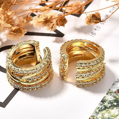 Серьги-манжеты из латуни с микропаве и прозрачным циркониевым покрытием для женщин EJEW-C125-16G-1