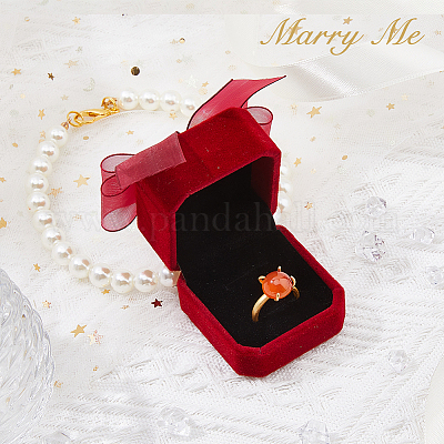 Бархатные стразы съемная коробка для свадебных колец для домашних животных RDIS-WH0019-08C-1