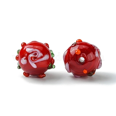 Ручной работы ухабистым Шарики Lampwork FOIL-B001-08G-1