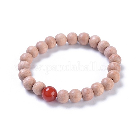 Bracelets extensibles avec perles en bois BJEW-JB05020-04-1