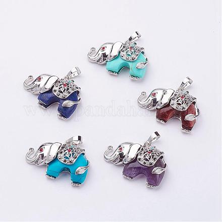 Natural & Synthetic Mixed Stone Pendants G-P268-M-1