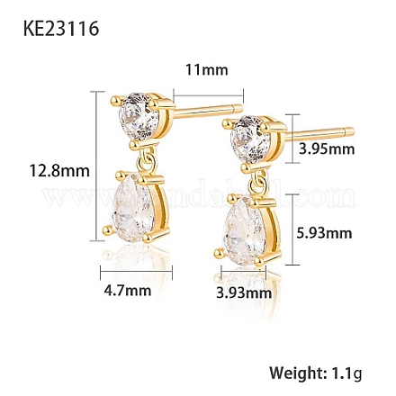 Cubic Zirconia Teardrop Dangle Stud Earrings SC9593-03-1