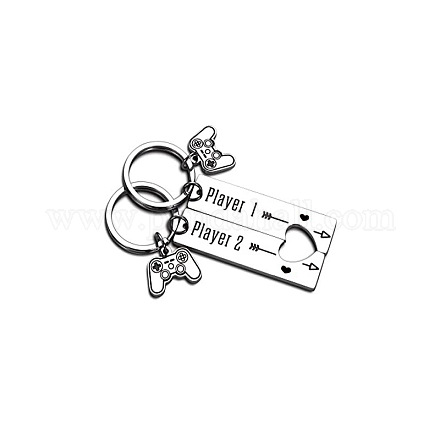 304 Paar-Schlüsselanhänger aus Edelstahl KEYC-PW0002-080B-1