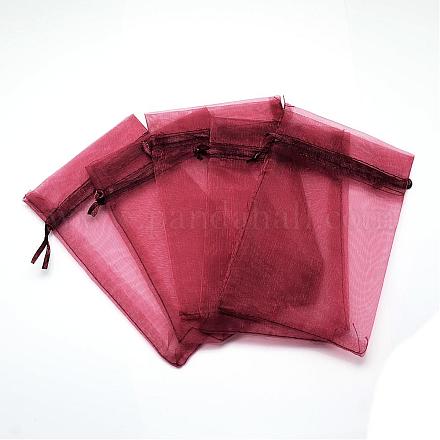 オーガンジーバッグ巾着袋  高密度  長方形  ファイヤーブリック  7x5cm X-OP-T001-5x7-01-1