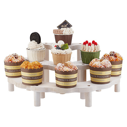 3-ярусные полукруглые деревянные подставки для кексов ODIS-WH0030-89-1