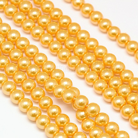 Hebras de cuentas redondas de perlas de vidrio teñidas ecológicas X-HY-A002-10mm-RB112-1