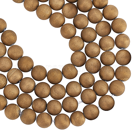 Arricraft plaquer des brins de perles rondes en agate naturelle G-AR0002-69-1