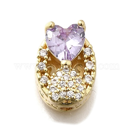 Латунный кубический цирконий овальный с сердечком многорядные звенья KK-M316-08G-02-1