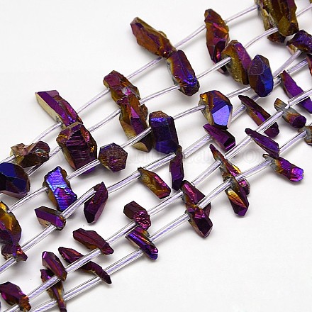 Electroplate Gemstone Natural Quartz Crystal Beads Strands G-L136-06-1