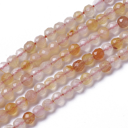Perles de calcédoine rouge naturel G-F596-22-4mm-1