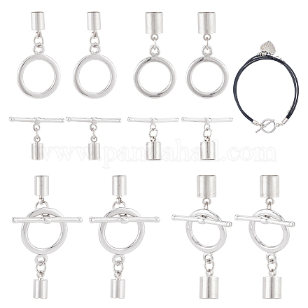 CHGCRAFT 16 Sets 2 Styles Brass Toggle Clasps with Cord Ends FIND-CA0004-76-1