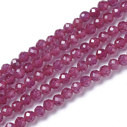 Fili di perline naturali di corindone rosso / rubino G-F596-11-2mm-1