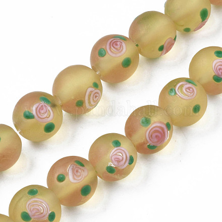 Handmade Frosted Lampwork Beads Strands LAMP-N021-39D-1