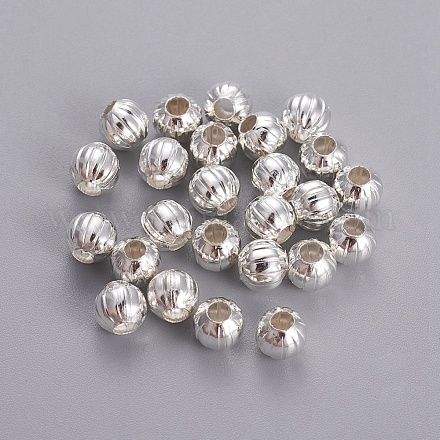 Perline di ferro rotonde ondulate placcate color argento fai da te a caldo X-E185Y-S-1