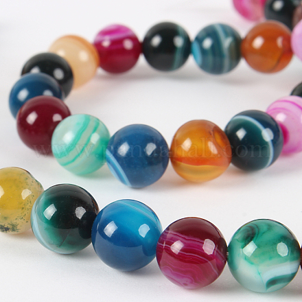 Chapelets de perles rondes en pierre d'agate naturelle G-E233-11-1