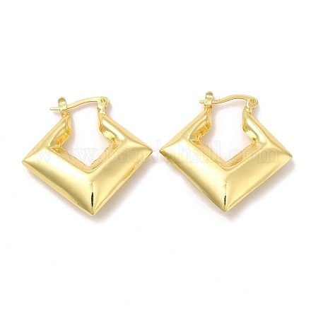 Rack Plating Brass Rhombus Hoop Earrings for Women EJEW-G342-01G-1