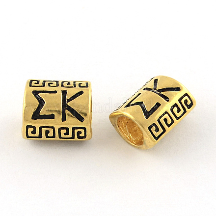Style lettres grecques ovales surface lisse ton doré 316l perle européenne en acier inoxydable chirurgical STAS-R080-D04-1