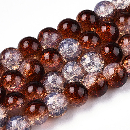 Fili di perle di vetro verniciato a cottura craquelé trasparente DGLA-T003-01C-16-1