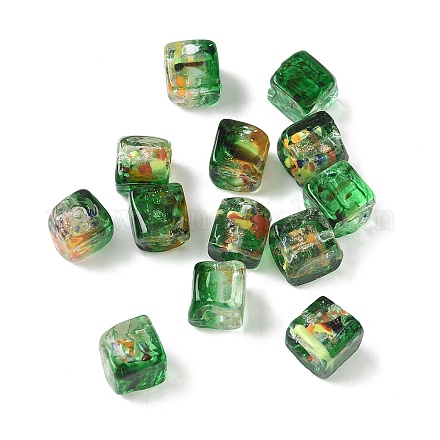 Запеченные бусины ручной работы из золотистого песка с росписью LAMP-P072-01A-06-1