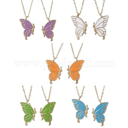 2 collier pendentif papillon en alliage. NJEW-JN04550-1