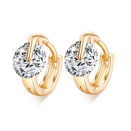 Perfect Design Real 18K Gold Plated Brass Rhinestone Hoop Earrings EJEW-EE0001-148-1