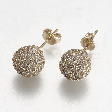 Brass Micro Pave Cubic Zirconia Earring EJEW-E224-02G-1