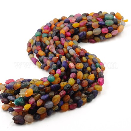 Brins de perles d'agate patinée naturelle teintée G-J271-42-1