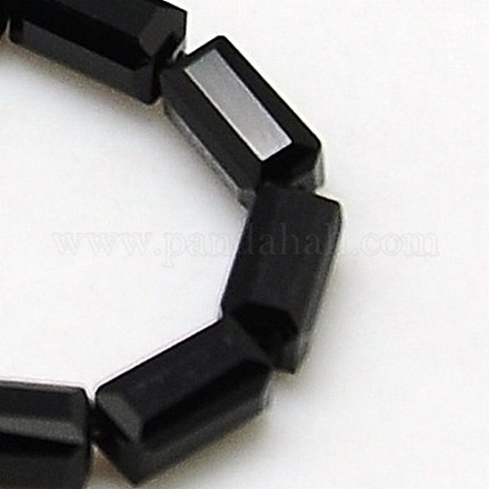 Black Faceted Glass Cuboid Beads Strands X-GLAA-F004-A03-1