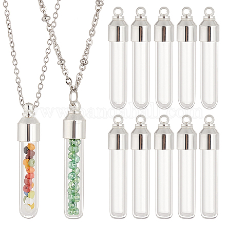 Colgantes de botella de deseo de tubo de vidrio transparente de estilo pandahall elite 12 Uds 2 FIND-PH0017-07-1