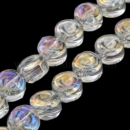 Hebras de cuentas de vidrio transparente electrochapadas chapadas en color ab EGLA-G037-01A-AB02-1