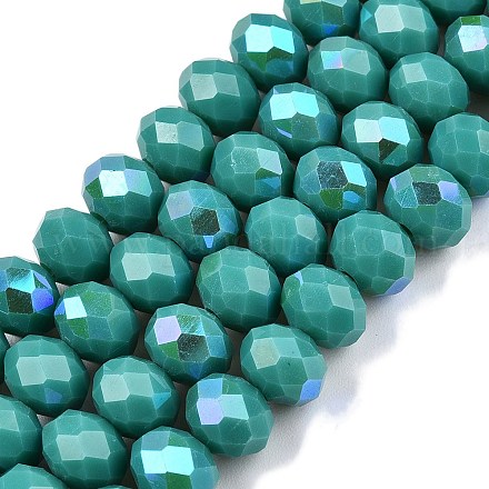 Гальванизировать непрозрачные сплошной цвет стеклянные бусы пряди EGLA-A044-P8mm-L31-1