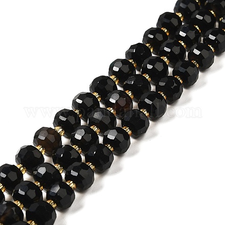 Natürliche schwarze Onyxperlenstränge (gefärbt und erhitzt). G-P508-A03-01-1