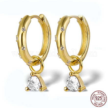 Boucles d'oreilles créoles en argent sterling plaqué or véritable 18 carats avec 925 strass XU8813-3-1