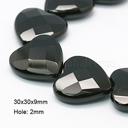 Natural Black Onyx Beads Strands G-E039-FH-30x30x9mm-1