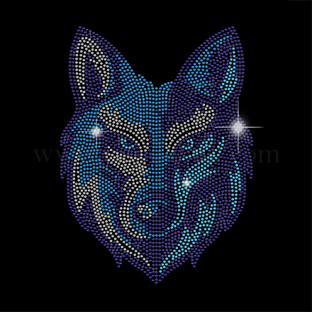 SUPERDANT Wolf Rhinestones Transfer Iron On Rhinestone Transfer Wolf Applique Crystal Wild Wolf Heat Transfer Hot Fix Crystal Wolf Patch for T-Shirt Hat Jacket Bags Shoes Garments DIY-WH0303-226-1