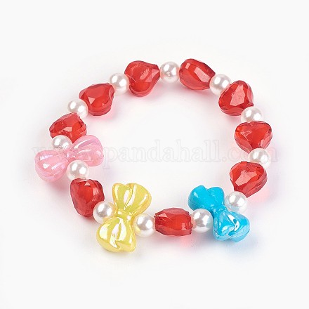 Bracelets extensibles en perles acryliques pour enfants BJEW-JB03885-04-1
