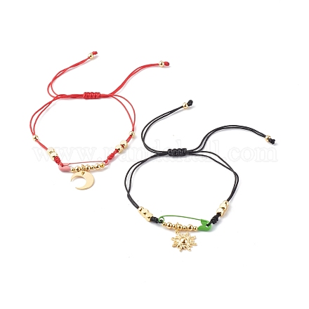 Set di braccialetti di perline intrecciati con filo di nylon regolabile BJEW-JB06436-1