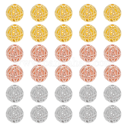Pandahall elite 30 pièces 3 couleurs placage en laiton perles creuses KK-PH0009-55B-1