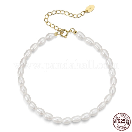 Pulsera de cadena con cuentas de perlas barrocas naturales y 925 cierre de plata de ley. BJEW-I314-144-1