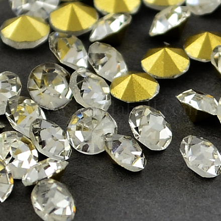 ポイントガラスラインストーン  バックメッキ  ダイヤモンド  クリスタル  4.0~4.2mm  約144個/グロス RGLA-PP32-01B-1