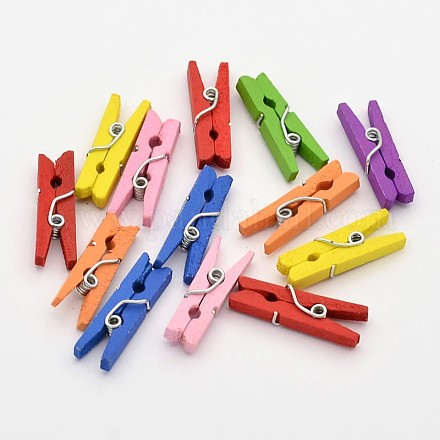 Dyed Wooden Craft Pegs Clips AJEW-D021-1